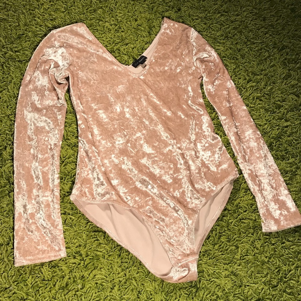 Crushed Velvet Champagne Bodysuit